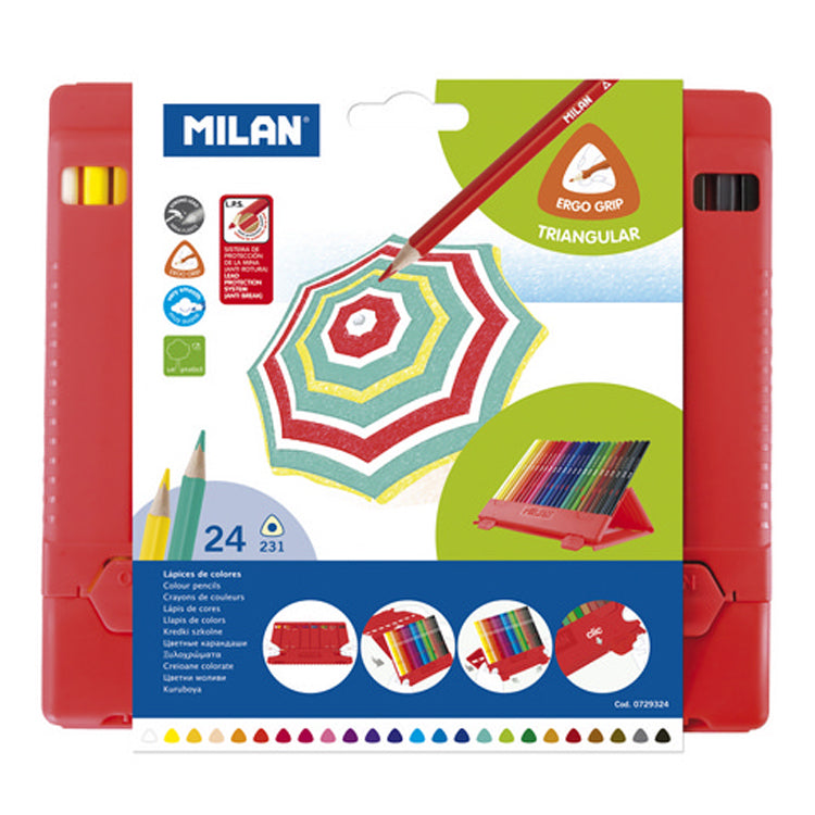 Milan Flexibox Triangular Colored Pencils 24 Set
