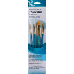 Princeton Brush Gold Taklon Value 4 Pack