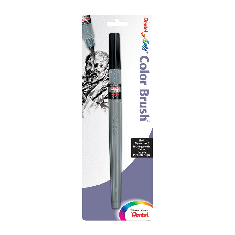 Pentel Color Brush Pen Black Ink Medium