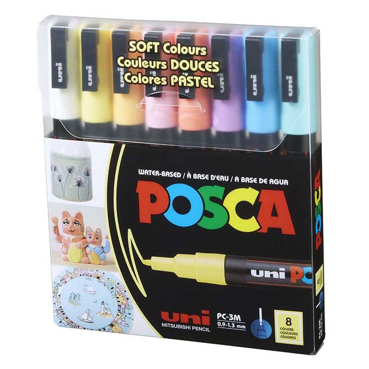 Posca Paint Marker Set PC-3M 8 Fine Soft Colors
