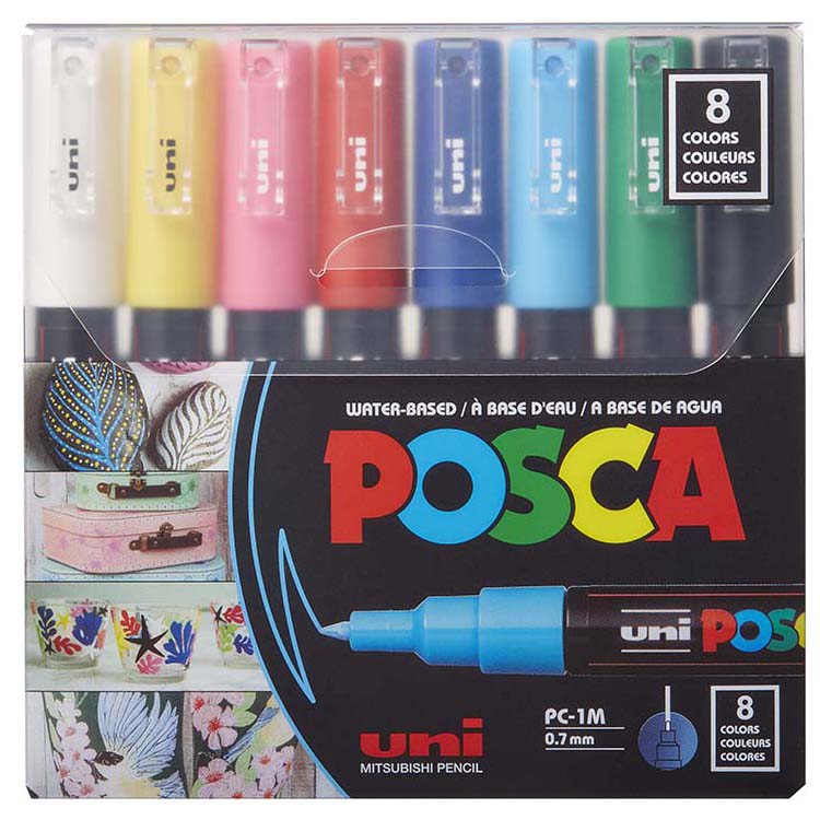 Posca Paint Marker Set PC-1M 8 Extra Fine Tapered Tip