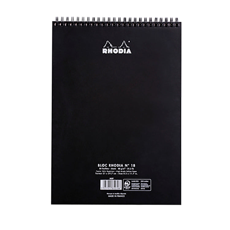 Rhodia Spiral Dot A4 Pad 8.25 x11.75 Black