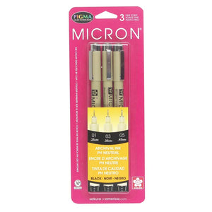 Sakura Pigma Micron Pen 3 Pack Black