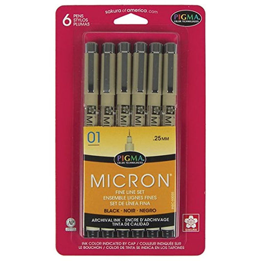 Sakura Pigma Micron Pen 6 Assorted Colors 01