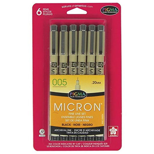Sakura Pigma Micron Pen 6 Assorted Colors 005