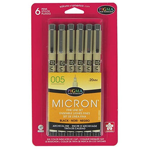 Sakura Pigma Micron Pen 6 Assorted Colors 005