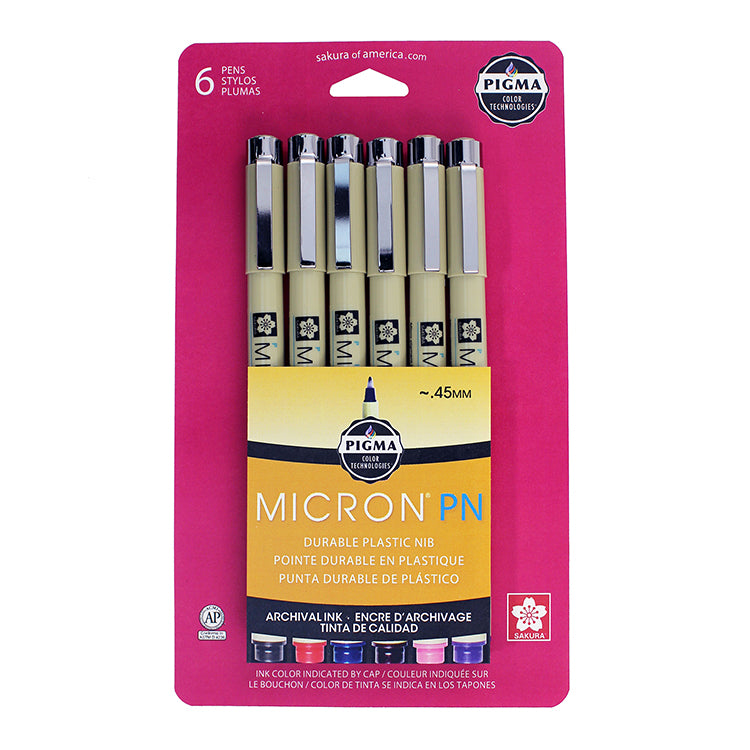 Sakura Pigma Micron Pen Plastic Nib 6 Piece Set Assorted