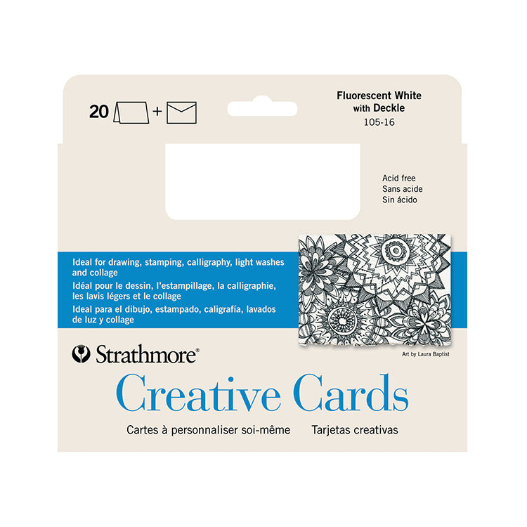 Strathmore Creative Cards Fluorescent White Deckle 20 Pack
