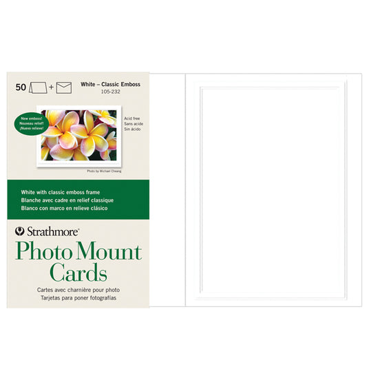 Strathmore Photo Mount Cards White Embossed 50 Pack