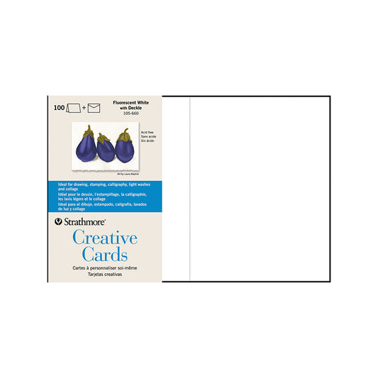Strathmore Creative Cards Fluorescent White Deckle 100 Pack
