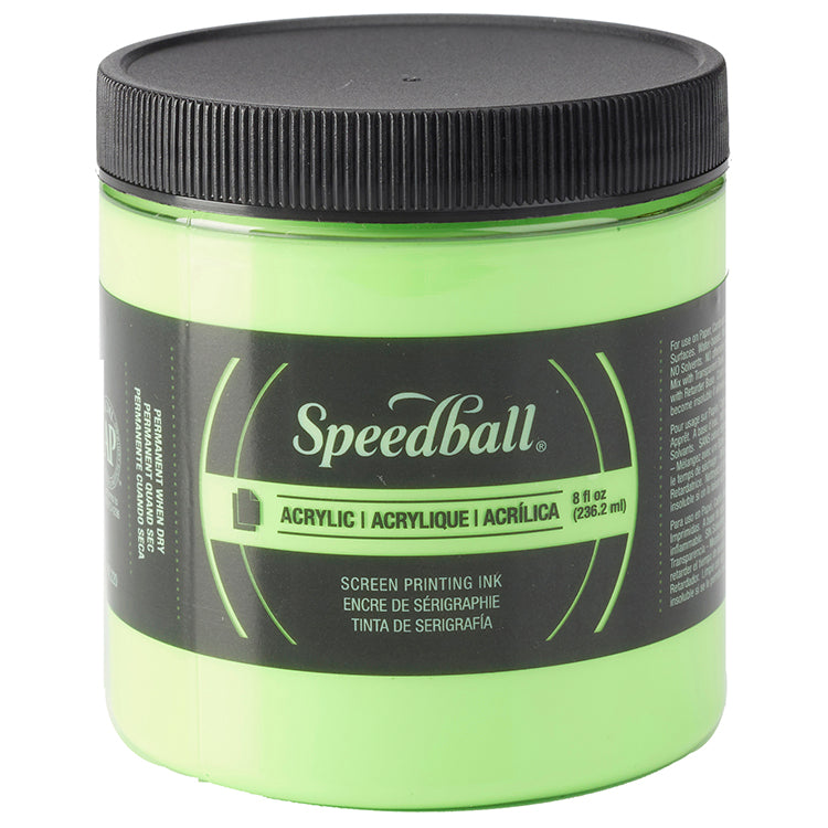 Speedball Silkscreen Ink Permanent Acrylic 8oz Fluorescent Lime Green