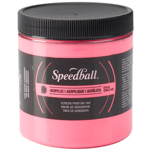 Speedball Silkscreen Ink Permanent Acrylic 8oz Fluorescent Hot Pink