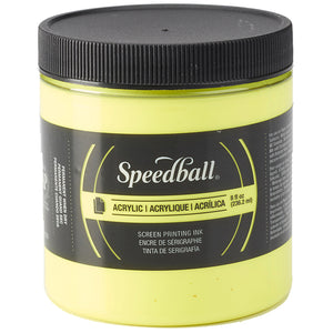 Speedball Silkscreen Ink Permanent Acrylic 8oz Fluorescent Yellow