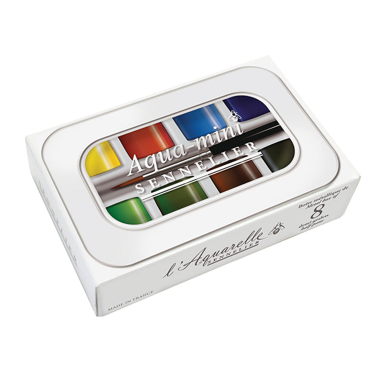 Sennelier Aqua Mini Watercolor 8 Color Half Pan Set