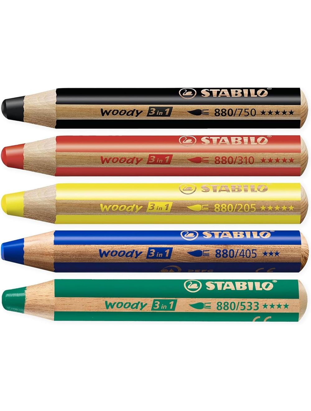 Stabilo Woody Pencil 5pk Primary Set + Sharpener